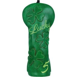 Golf Headcovers Golf Club Head Covers Four Leaf Clover Good Luck Charm - Clover Style Premium Leather Driver Fairway(FW) Wood Hybrid(UT) with Number Tags