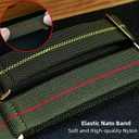 French Troops Paratrooper Watchband,Military Elastic Nylon Watch Strap with Hook-and-Loop for Men Women Silver & Black Buckle 18/20/22mm (Gray white-Silvery)