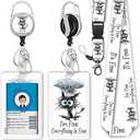 Black Cat Lanyards for ID Badges, Badge Reel Retractable Badge Holder with Lanyard for Teacher, Women, Kids, Set of 2