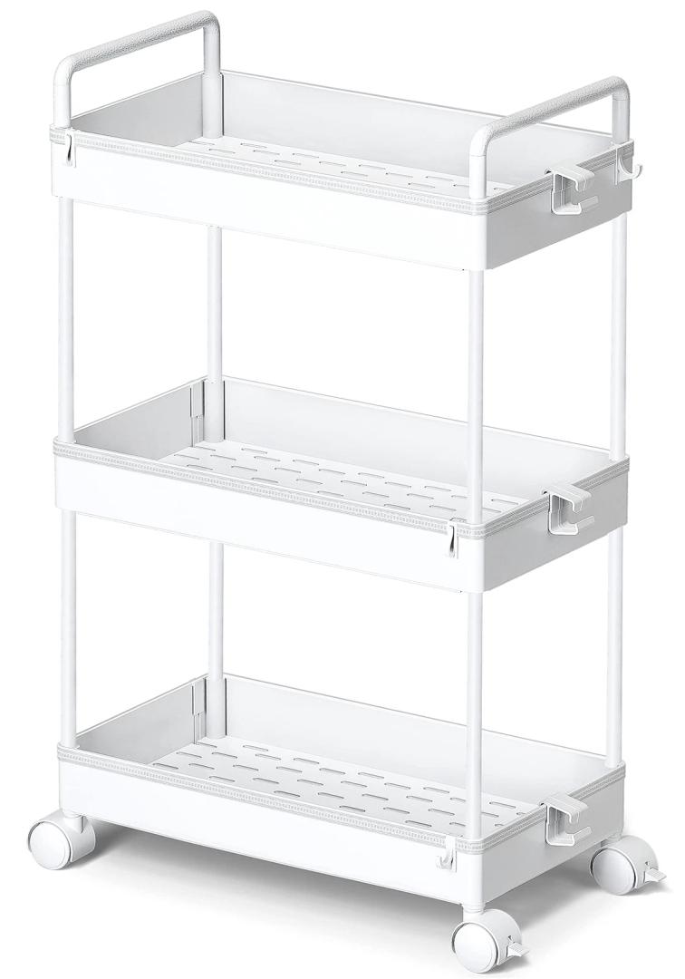Ronlap 3 Tier Classic Storage Rolling Cart Slim Storage Cart with Wheels Slid