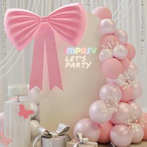 imprsv Bow Party Decorations 40x50in Pink Bow Decor, Coquette Birthday Decorations for Wedding Engagement Baby Shower, Giant Coquette Room Decor for Girls Women