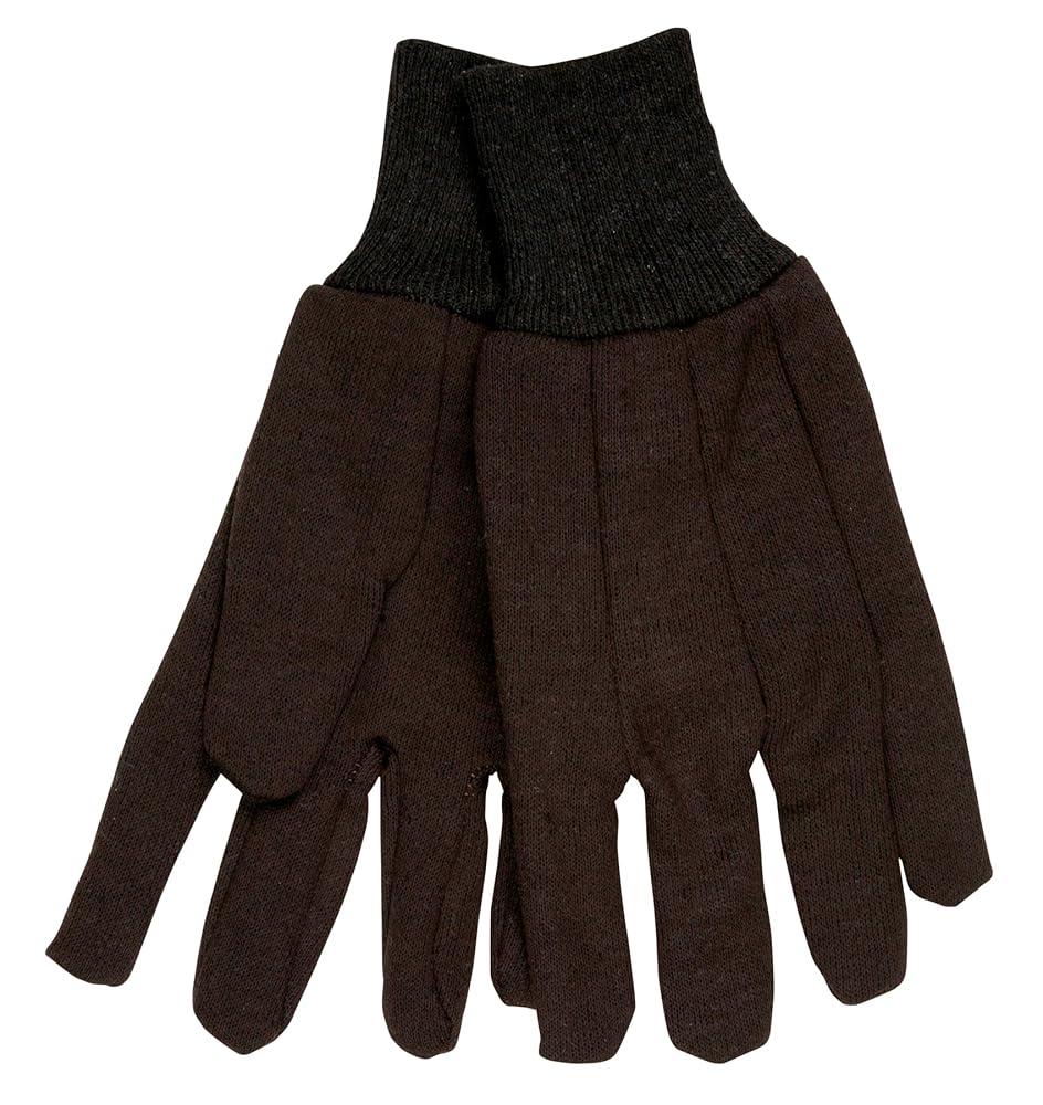 MCR Safety 7100 Jersey Cotton/Polyester Clute Patterns Men's Gloves with Jersey Knit Wrist, Brown, Large, 3 Pair