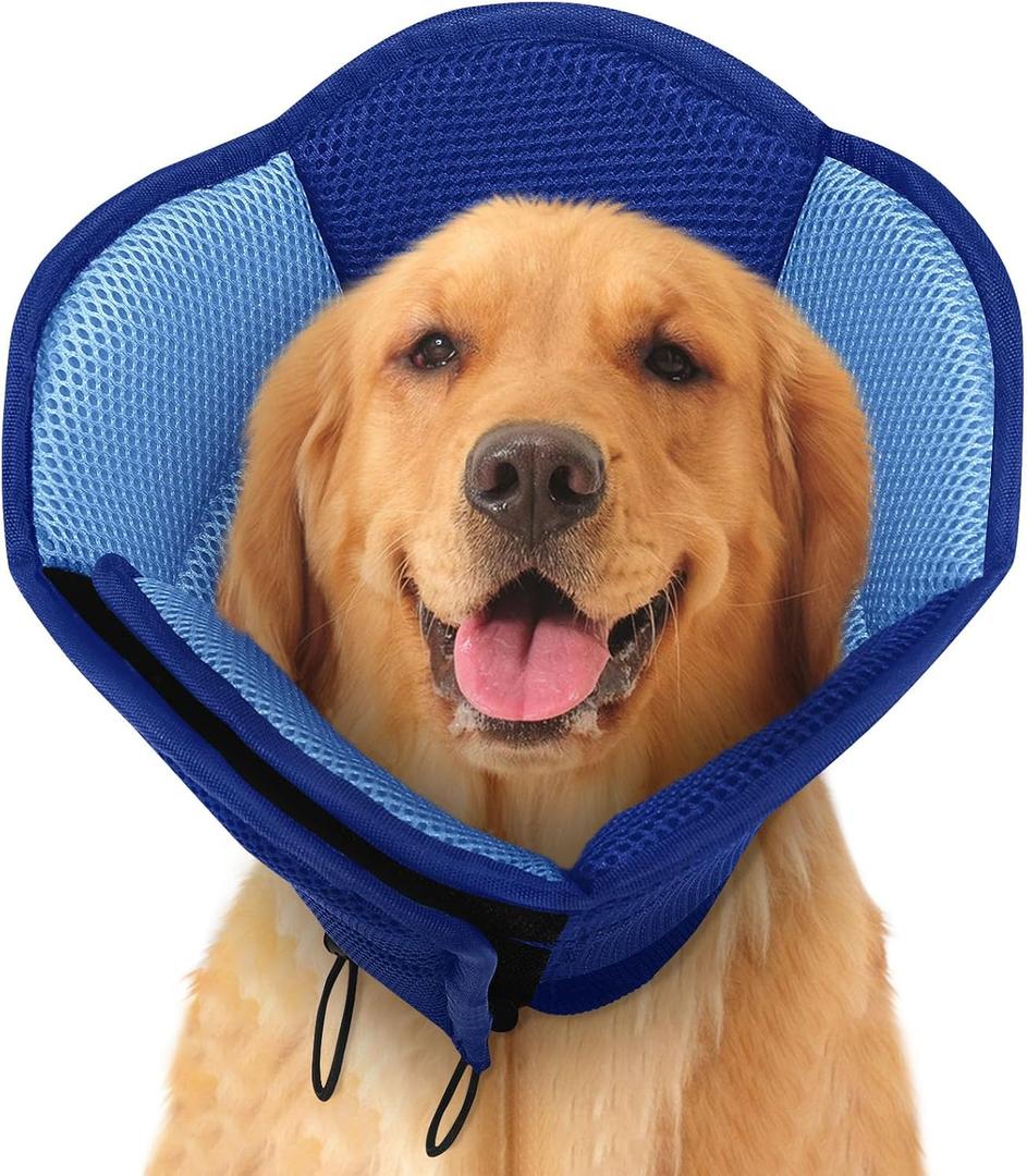Dog Cones for Large Dogs, Soft Pet Cone Stop Licking After Surgery, Adjustable Pet E-Collar Alternative for Wound Healing, Dark Blue X-Large