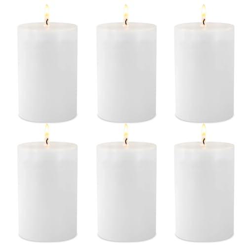 2.75“ x 4” Hand Poured Unscented Candles, Dripless Pillar Candles Set of 6, Long Burning, Clean and Neat, Burn Time Approx. 90 Hours, Rustic, Weddings, Dinner Parties, Christmas, and Home Décor