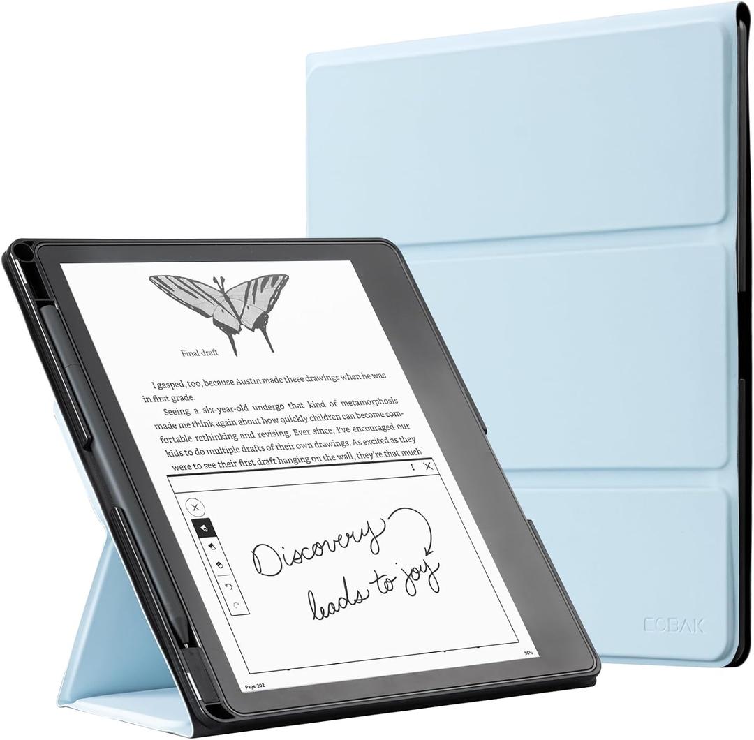 CoBak Stand Case for Kindle Scribe - Premium Folio Leather Cover with Pen Holder, Auto Sleep/Wake - Compatible with 10.2 Inch Kindle Scribe (2022/2024 Release)