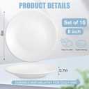 16 Pcs Porcelain Dessert Plates,6 inch White Appetizer Plates,Round Small White Plates,Small Plates for Appetizers,Ceramic Dessert Plate for Cake Snacks,Microwave Oven and Dishwasher Safe