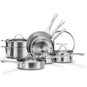 Stainless Steel Cookware Set,Tir-Ply Pots and Pans Set,13 Pcs Stainless Steel Induction Kitchen Cookware Sets,PFOA Free, Frying Pans,Saucepans,Saute Pan & Stock Tagine Pot,Compatible with All Cooktops