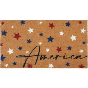 Nuanchu 30 x 17'' 4th of July Rug Patriotic Welcome Rug Non Slip Star Bathroom Farmhouse Rustic Independence Day Door Mat for Front Door Entrance Home(Star)
