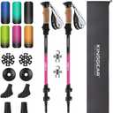 KINGGEAR Nordic Walking Stick, TP1 Hiking Poles Retractable Lightweight 7075 Aluminum, Trekking Poles with Flip Lock, Natural Cork and EVA Grip, 2pc Hiking Gear
