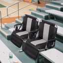 GREEN PARTY Stadium Seat for Bleachers Portable Outdoor Floor Folding Stadium Chair with Armrest, Back Support, Cup Holder, Mesh Bag and Hide Hooks (Black Grey 2)