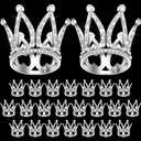24 Pcs Crown Cake Topper Mini Baby Crown Tiny Queen Small Alloy Crystal Princess Headpiece Cake Decoration for Women Lady Girl Bridal Wedding Royal Themed Baby Shower Birthday Party(Silver)