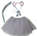 Kirei Sui Kids Girls Child Gray White Mouse Ears Headband & Tutu Costume