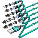 Magnetic Charging Cable (4Pack, 3.3ft/3.3ft/6.6ft/6.6ft)/360&180 Rotating Magnetic USB C Charging Cable with LED/Magnetic Charger Cable/Magnetic Phone Charger Cord-Nylon Braided for More Devices
