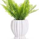 VanEnjoy 6 inch Modern Ribbed Design Small White Ceramic Decorative Tabletop Centerpiece Vase Flower Pot - White Spiral