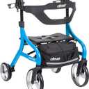 Drive Medical Nitro Sprint Foldable Rollator Walker with Seat, Petite Height Lightweight Rollator with Large Wheels, Folding Rollator, Short Rolling Walker for Seniors and Adults, Blue