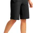 G Gradual Women's Bermuda Shorts 12" Knee Length with Pockets High Waisted Stretch Long Shorts for Women Casual Walking (Black, Small)