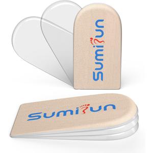 Sumifun Heel Lift, 3-Layer Gel Shoe Lifts for Women Uneven Legs, Adjustable Orthopedic Heel Lifts for Heel Pain and Leg Length Discrepancy, Heel Wedge Inserts 1/8" 2/8" 3/8" (Size S, 1 Pair) (Beige)