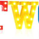 Cartoon Two Letter LED Lights, Toy Inspire 8.9 Inch Battery Powered LED Marquee Letters Lights Sign for Two Year Old 2nd Birthday Party Supplies Table Centerpieces Backdrop Photo Prop Decor (Rainbow)