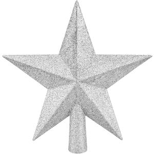 Leuceiy Christmas Tree Topper 10 Inch,Glitter Christmas Ornaments Star Xmas Decoration on Tree for Holiday Ornament or Home Decor(Silver)