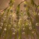 42 Pcs 3.28 ft White Rose Flower Garland Hanging Artificial Wedding Flowers Ceiling Vine Decor Fake Floating Floral Garlands with Hooks for Wall Wedding Backdrop Bachelorette Bridal Shower Party