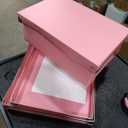SEEKIND Storage Box, Decorative Storage Bins with Lid,3 in 1 Set,Plastic,with Handles,Press-Stud Fastening,Moisture-proof,Foldable for Space Saving Storage,for Clothes,Cosmetic,Blankets (Pink)