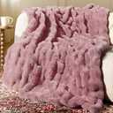 Ultra Soft Cozy Faux Fur Throw Blanket, Fuzzy Plush Thick Bubble Blanket, Oversize Luxury Fluffy Blanket for Couch, Sofa, Bedroom, and Living Room,50x60 Inches,Pink