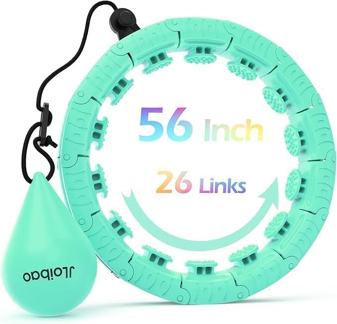 JLoibao Weighted Hula Circle with 24/26 Links(51-56 Inch) for Adults Weight Loss, Infinity Fitness Hoop Plus Size, for Women Smart Exercise Equipment