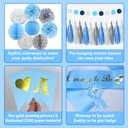 Blue Baby Shower Decorations for Boy Set with Its a Boy Banner Baby Boy Letter Foil Balloons Mom to Be Sash Dad to Be Pin Paper Pom Poms for Gender Reveal Decorations