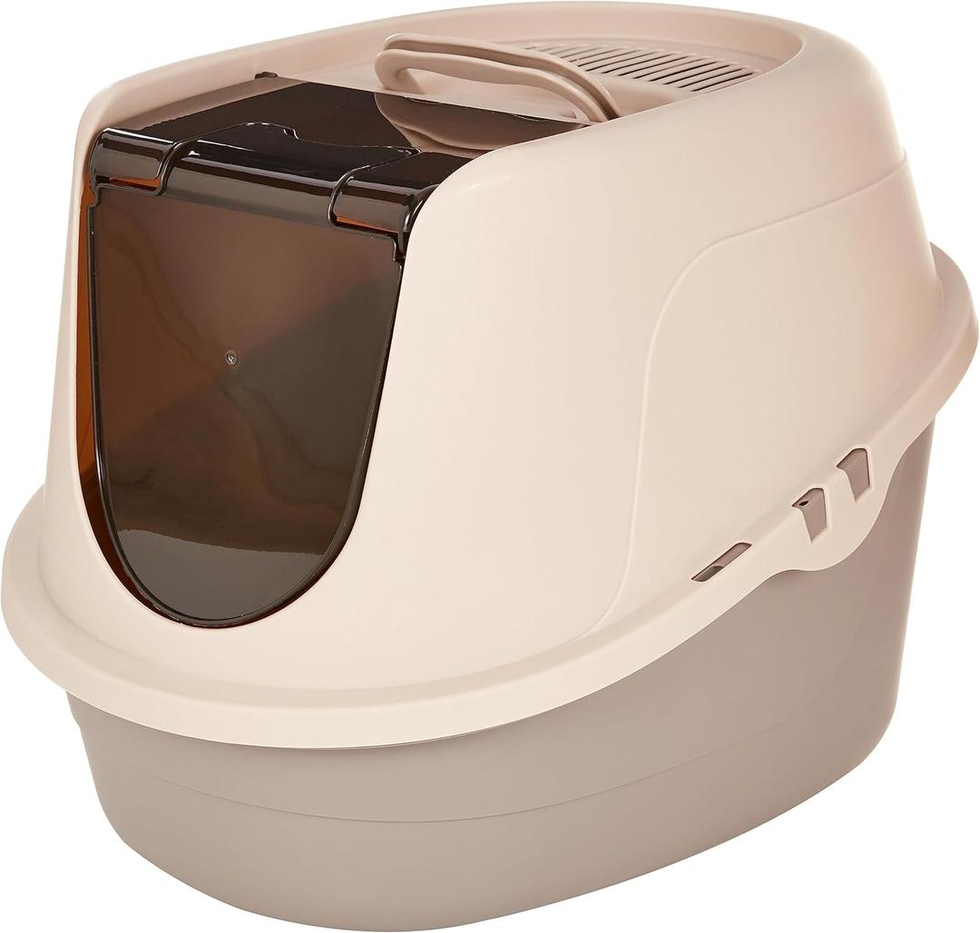 Amazon Basics No-Mess Hooded Cat Litter Box, Standard, Multicolor, 21 in x 16 in x 15 in, 1 Count (Pack of 1)