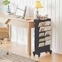 6-Tier Mobile Bookshelf, Rolling Bookcase Book Storage Rack, Movable File Folder Organizer Cart with Wheels for Home Study Office Living Room Classroom, Black