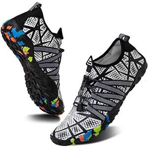 WateLves Water Shoes Mens Womens Barefoot Beach Swim Shoes Quick-Dry Aqua Socks Pool Shoes for Surf Yoga Water Aerobics, Size 7