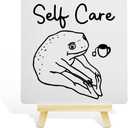 2 x Self Love GIfts for Women Men, Mental Health Self Care Gifts, Self Love Care Decor, Coffee Lover Frog Lover Gifts, Funny Frog Decor, Self Care