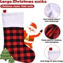 Skylety 6 Pcs Christmas Stockings 15 Inch Buffalo Plaid Stocking Classic Fireplace Hanging Stockings for Family Farmhouse Xmas Party Decoration (Red Black and Black White)