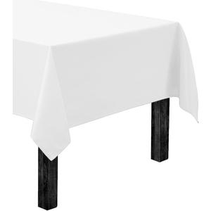 Rectangle Tablecloth - 60 x 84 Inch White Table Cloth for 5 Foot Rectangle Table - Heavy Duty Washable Fabric - for 5 Ft Buffet Table, Holiday Party, Dinner, Wedding & Baby Shower