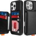 GUERNICA for iPhone 16 Pro Max (6.9") Wallet Case with Card Holder, RFID Blocking for Women Men, Kickstand Shockproof Phone Case for Apple 16 Pro Max, A - Black