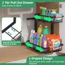 ADRIMER Under Sink Organizer 2 Packs, Pull Out Kitchen Sink Organizer, 2 Tier Slide Out Kitchen Organizers and Storage Bathroom Under Cabinet Storage Shelf, Black