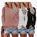 Ekouaer Womens Long Sleeve Shirts 3 Pack Crew Neck Thermal Tops Loose Fit Undershirt Base Layer Trendy Clothes L