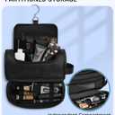 Elviros Toiletry Bag for Mens PU Leather Travel Organizer Kit with Hanging hook, Large Water-resistant Toiletries Bathroom Shaving Bags (Black)