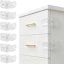 Roctee 6 Pack Drawer Baby Locks Clear, Baby Proof Locks for Side Drawers Pull Out Thin Dresser Kitchen Cabinet Bedside Tables, Safety Latch Child Proofing Clips