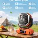 Glitnous Portable Camping Fan 40000mAh Battery Powered, Rechargeable Camping Fan with Remote & LED Light, 4 Speed Strong Airflow & 3 Colors Light for Desk/Outdoor/Tent/Camping/Fishing, Orange