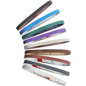 36 Pcs 1/2" x 18" Sanding Belts Set, 4 Each of 80/120/240/400/600/800/1000/2500/5000 Grits, Replacement Belts for Air/Electirc Belt Sander, for Woodworking, Plastics, Fiberglass and Metal Polishing