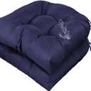 Gnostik 2 Pack Outdoor Seat Cushions 18.6"X18.6", Navy Blue Thick Tufted Waterproof Outdoor Chair Cushion for Garden Patio Porch Lawn Furniture, 18.6 x 18.6in
