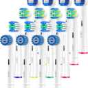 16 Pack Replacement Heads for Oral-B Braun- Includes 4 Sensitive Brush, 4 Precision Brush, 4 Deep Cleaning, 4 Floss Cleaning Toothbrush Heads (White)