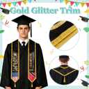 Graduation Stole Class of 2026 with Gold Glitter Trim, First Generation Sash for Unisex Adult 75" Long