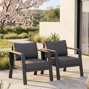 Garvee Aluminum Outdoor Patio Furniture 2 Pcs Single Sofa Armchair