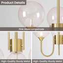 Pink Bubble Chandelier 20 inch, Mid Century Modern Gold Lighting Fixture Glass Sputnik Pendant Hanging Ceiling Light Castle Chandeliers for Girls Room Dining Living Room Bedroom Kitchen