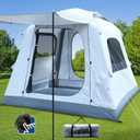 Quick Inflatable Camping Tent 3-4 Person Glamping Outdoor Air Blow Up Tents, Easy Set up,Rainfly & Waterproof Inflatable House Tent for Adults, Large, 82.68"L x 82.68"W x 68.9"H
