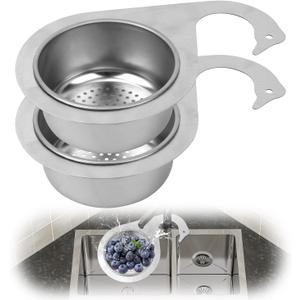 2pcs Swan Drain Basket, Stainless Steel Sink Strainer Multi-Functional Quick Drain Kitchen Filter for Fruits Vegetables, Faucet Hanging(Small)