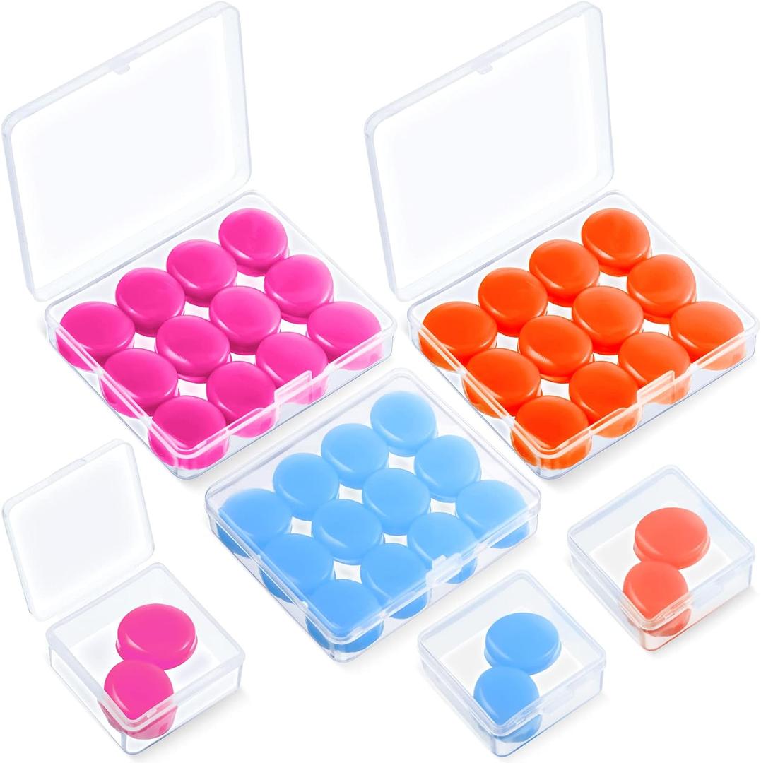 Frienda 21 Pairs Ear Plugs for Sleeping Reusable Moldable Silicone Earplugs Soft Noise Cancelling Earplugs Sound Blocking Ear Plugs with Case for Swimming Concert 32dB NRR (Blue, Orange, Rose Red)