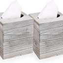 Hossejoy Square Tissue Box Cover with Slide-Out Bottom Panel. Perfect for Bathroom Vanity Countertops, Bedroom Dressers, Night Stands, Desks and Tables (Pack of 2)